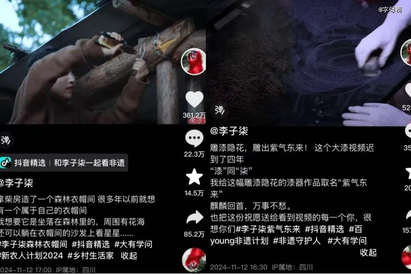 张一鸣，李子柒头号粉丝
